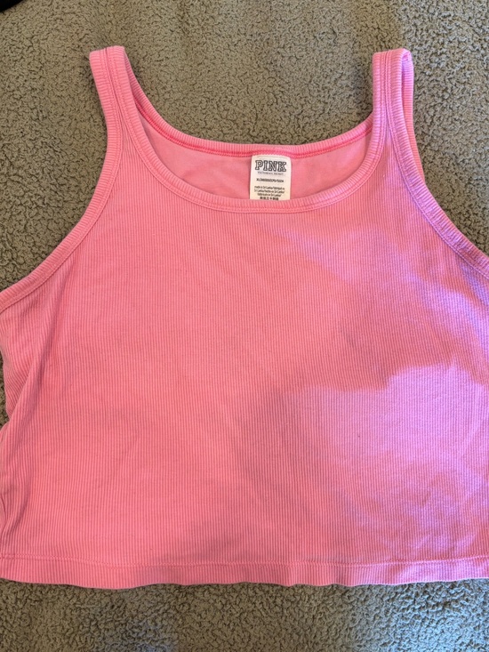 PINK Victoria's Secret Tops - PINK by Victoria's Secret Ribbed Cropped Built in Bra Tank Top Size XL Y2K 90s